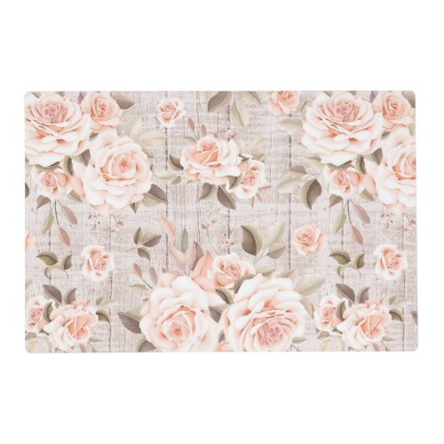 Rustic Wood  Vintage Roses Romantic Shabby Chic Placemat