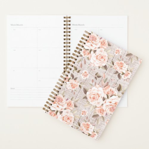 Rustic Wood  Vintage Roses Romantic Shabby Chic Planner