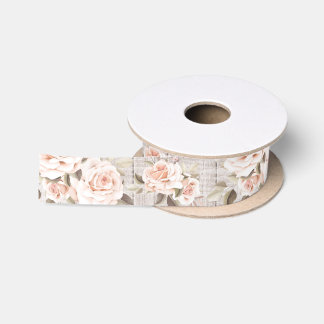 Rustic Wood & Vintage Roses Romantic Shabby Chic Satin Ribbon
