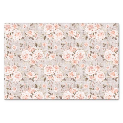 Rustic Wood  Vintage Roses Romantic Shabby Chic Tissue Paper