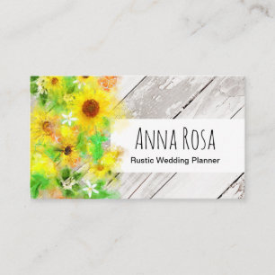 *~* Rustic Wood Vintage Sunflowers Oranges Lemons Business Card