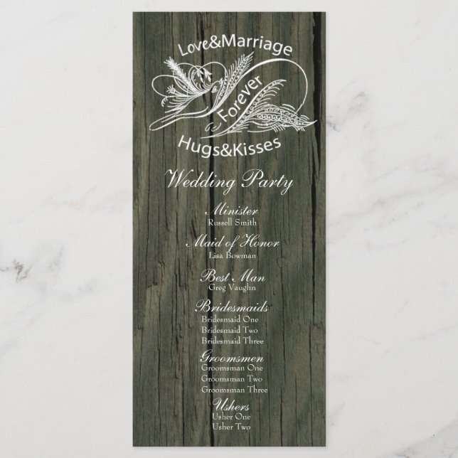 Rustic Wood Vintage White Dove Wedding Program (Front)