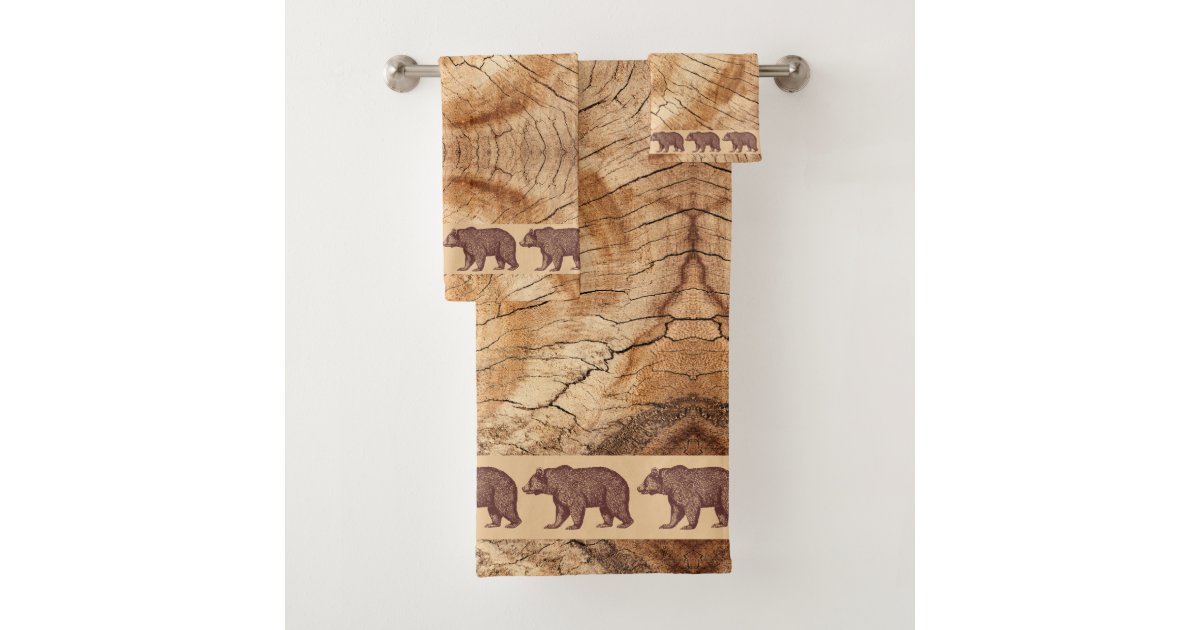 Rustic Wood Walking Bears Bath Towel Set Zazzle