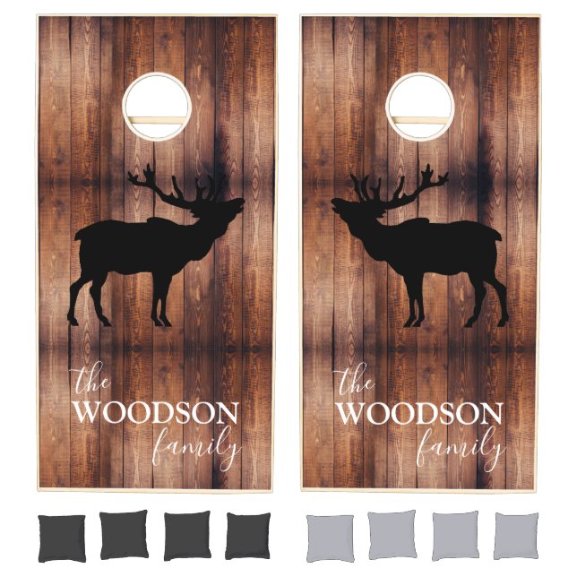 Rustic Wood Walking Elk Cornhole Set (Set)