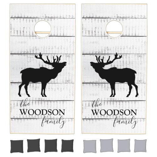 Rustic Wood Walking Elk Cornhole Set