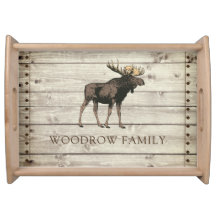Rustic Wood Walking Moose Family Name