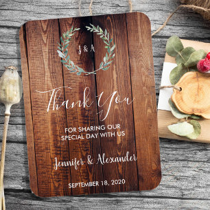 Rustic wood watercolor leaves Thank you wedding Magnet