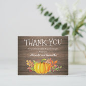 Rustic Wood Watercolor Pumpkin Fall Thank You Card (Standing Front)