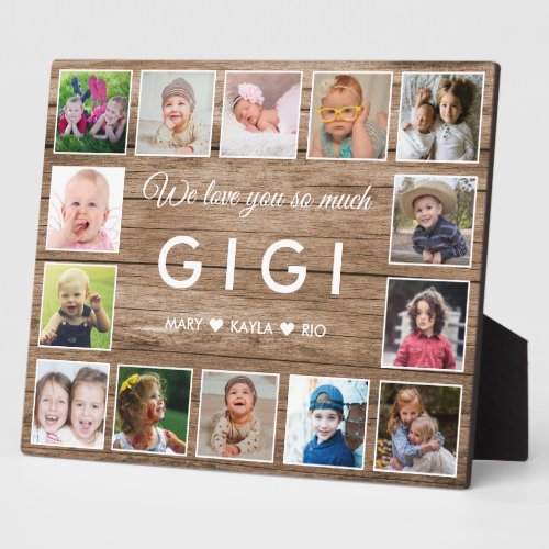 Rustic Wood  We Love You Gigi 14 Photo Collage Plaque