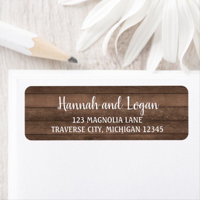 Rustic Wood Wedding Address Label (Insitu)