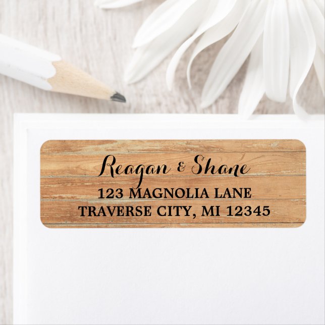 Rustic Wood Wedding Address Label (Insitu)