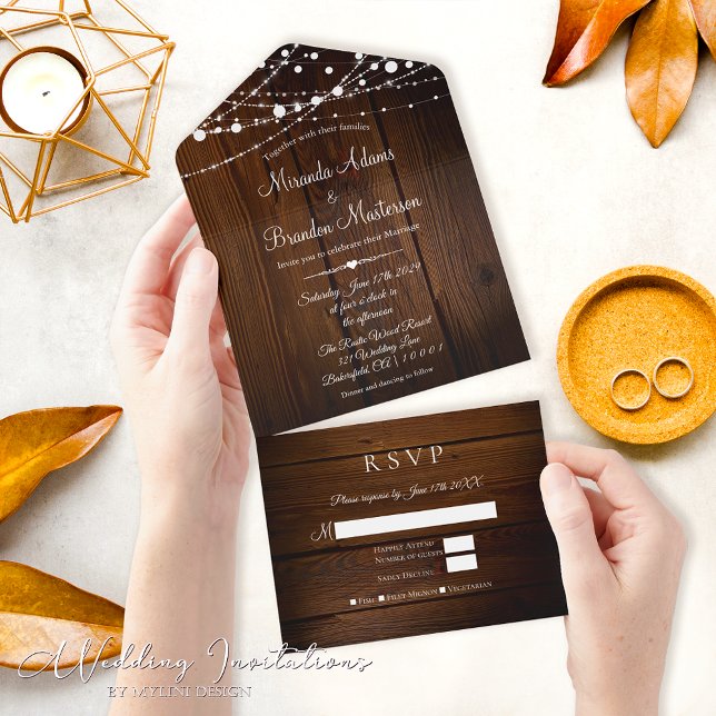 Rustic Wood Wedding All In One Wedding Invitation (Creator Uploaded)