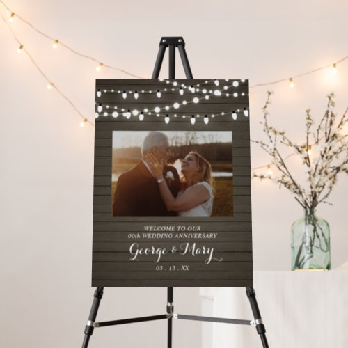 Rustic Wood Wedding Anniversary Photo Welcome Sign