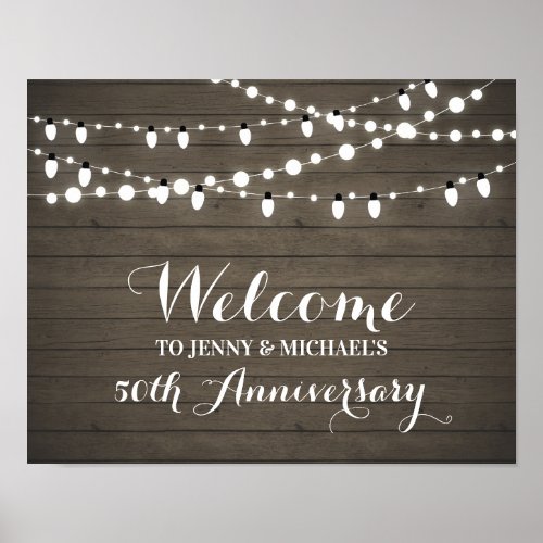 Rustic Wood Wedding Anniversary Welcome Sign