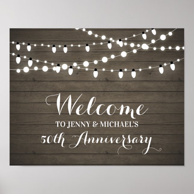 Rustic Wood Wedding Anniversary Welcome Sign (Front)