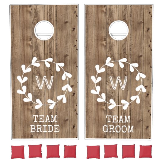 Rustic Wood Wedding Bride & Groom Cornhole Set | Zazzle.com