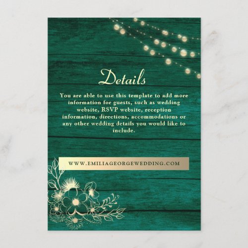Rustic Wood Wedding Details Website Enclosure Card