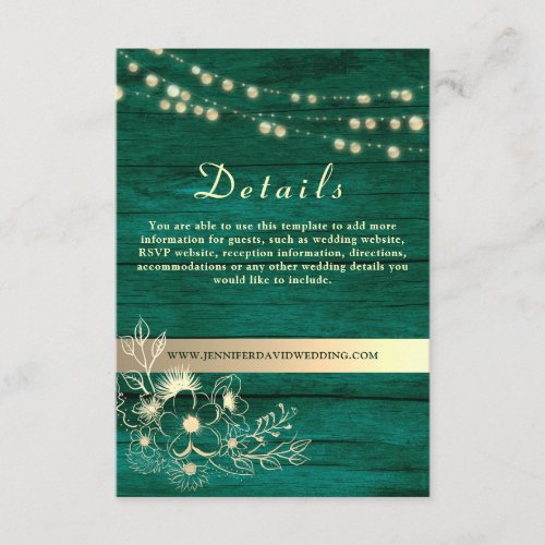 Rustic Wood Wedding Details Website Enclosure Card