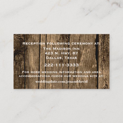 Rustic Wood Wedding Enclosure Card Business Cards
