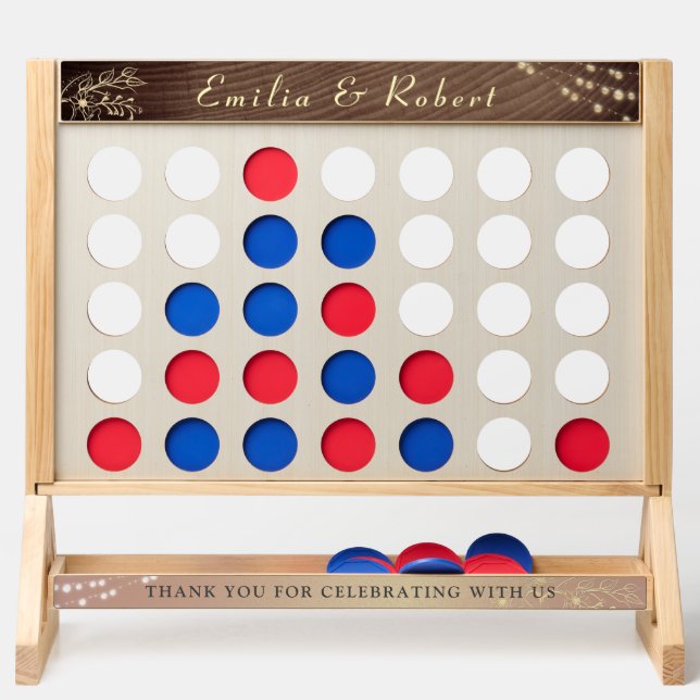 Rustic Wood Wedding Fast Four Game (Front)