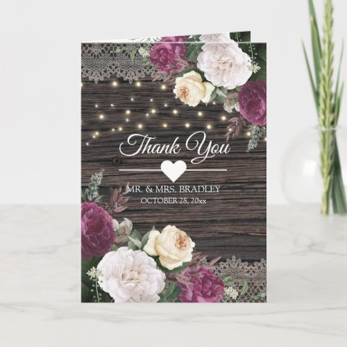 Rustic wood Wedding Floral Thank You