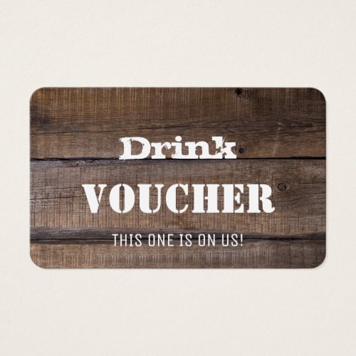 Rustic Wood Wedding Free Drink Ticket Voucher