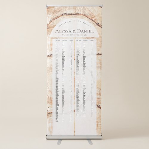 Rustic Wood Wedding Guest Alphabetical last names Retractable Banner