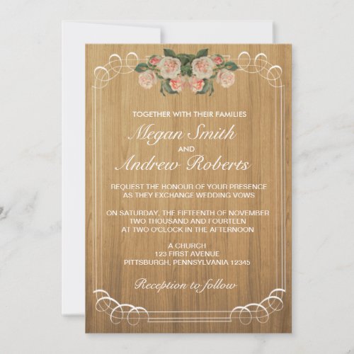 Rustic Wood Wedding Invitation