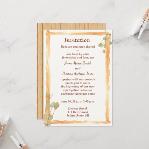 Rustic Wood Wedding Invitation