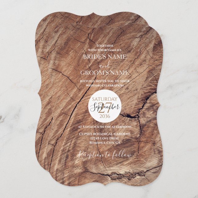 Rustic Wood Wedding Invitations (Front/Back)
