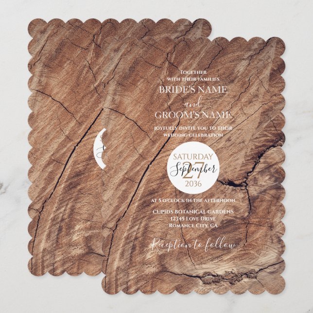 Rustic Wood Wedding Invitations (Front/Back)