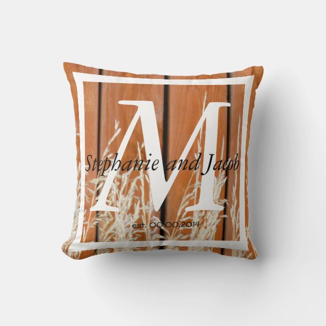 Rustic wood  Wedding keepsake pillow (Front)