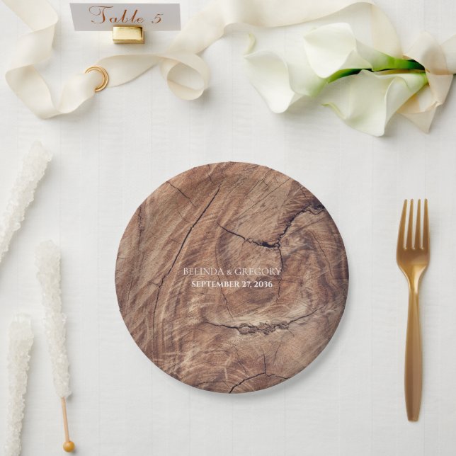 Rustic Wood Wedding Paper Plates (Wedding)