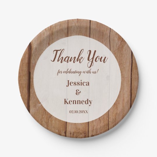Rustic Wood Wedding Paper Plates
