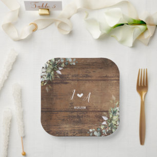 Rustic Wood Wedding Paper Plates