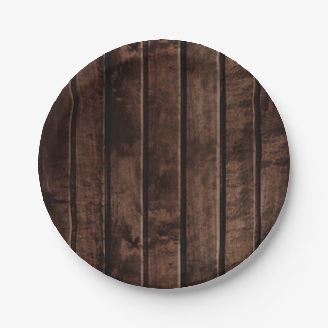 Rustic Wood Wedding Paper Plates (Front)