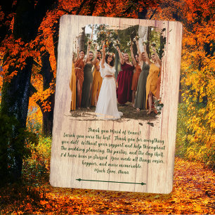 Rustic Wood Wedding Party Thank You Photo Message
