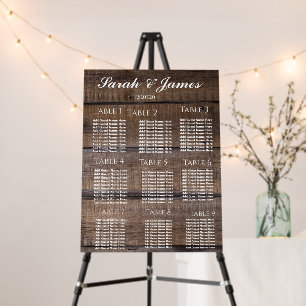 Rustic Wood Wedding Personalised Seating Chart Foam Board
