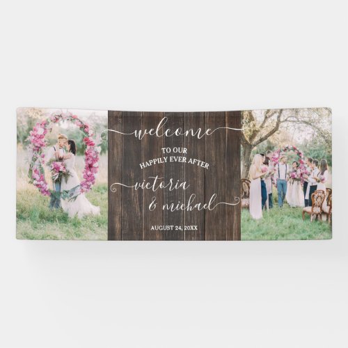 Rustic Wood wedding photo picture Welcome Banner