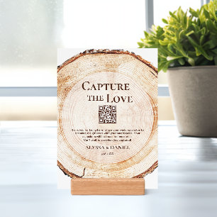 Rustic wood wedding photo sharing QR code  Holder