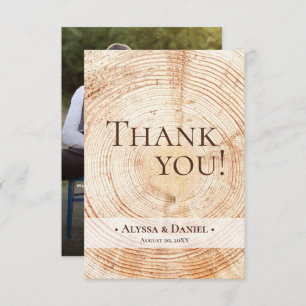 Rustic Wood Wedding Photo small Thank You Card