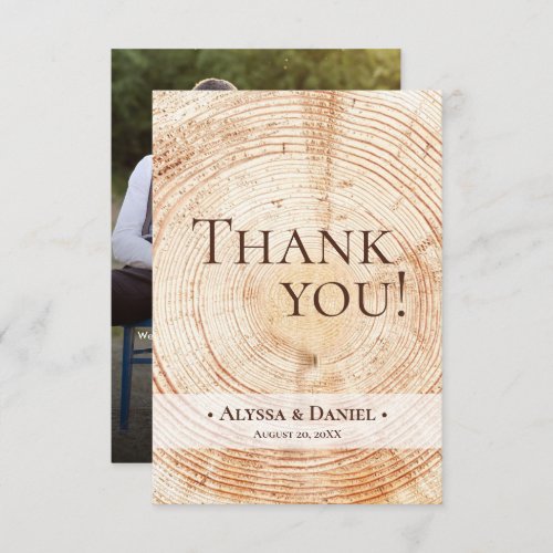 Rustic Wood Wedding Photo small Thank You Card