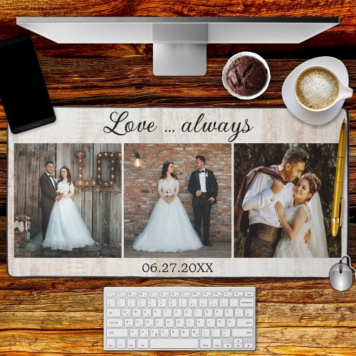 Rustic Wood Wedding Photo Template  Desk Mat