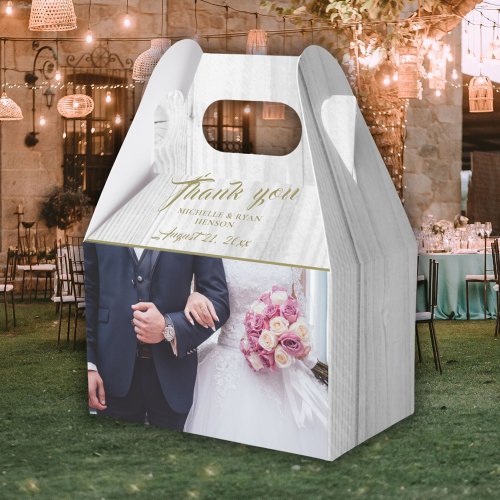 Rustic Wood Wedding Photo Thank you  Favor Boxes