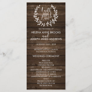 Rustic Wood Wedding Program