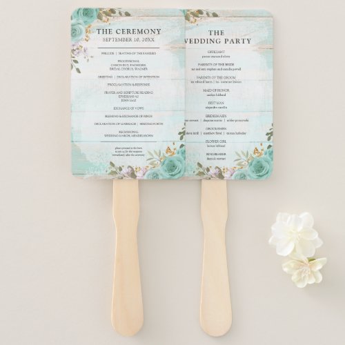 Rustic Wood Wedding Program  Party List Hand Fan