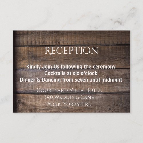 Rustic Wood Wedding Reception Enclosure Card