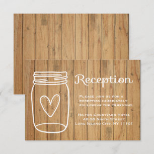 Rustic Wood Wedding Reception Mason Jar Brown Invitation