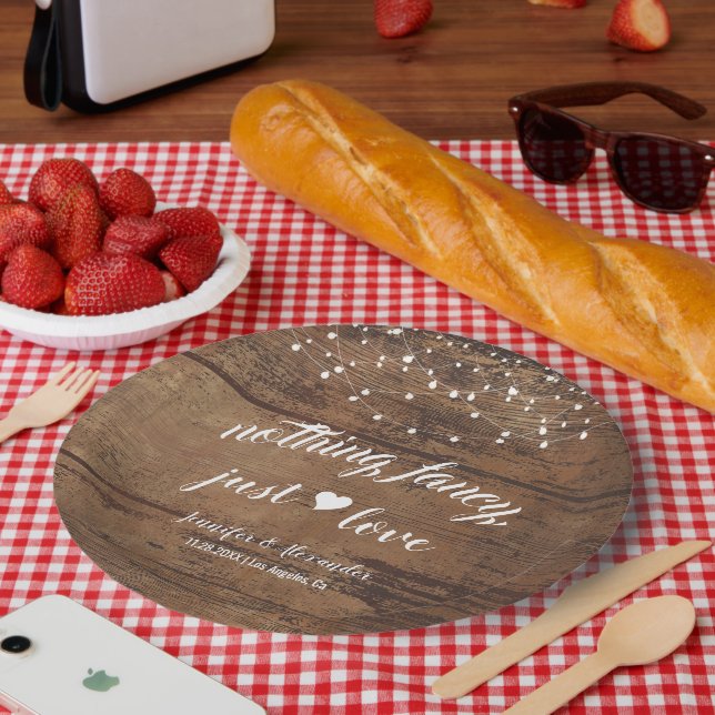 Rustic Wood Wedding Reception Paper Plates (Picnic)
