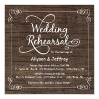 Rustic Wood Wedding Rehearsal Dinner Invitations